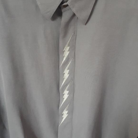 Dark Green Bruttini Men's Button Down Shirt - Picture 3 of 8